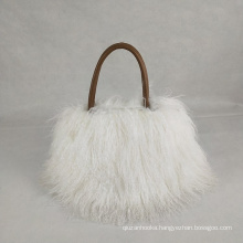 luxury genuine women handbag mongolian lamb fur tote bag